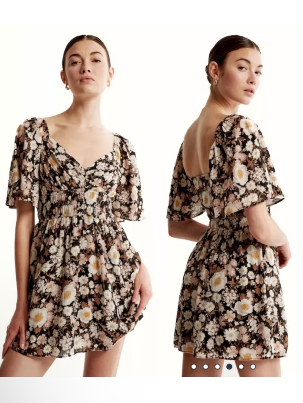 ABERCROMBIE Angel Sleeve Smocked Waist Mini Dress Medium Petite
